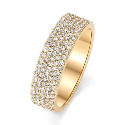 PAVOI 14K Yellow Gold Plated Wide Eternity Statement CZ Ring