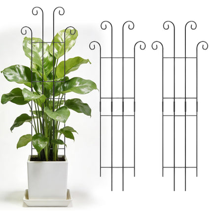 3 Set Tall Trellis for Potted Plants Indoor, 32'' Expandable Garden Metal Trellis for Climbing Plants Outdoor, Monstera Plant Support for Hoya, Vine, Ivy Pothos (Black)