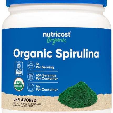 Nutricost Organic Spirulina Powder 454 Grams, 1LB - Pure, Certified Organic Spirulina