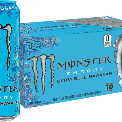 Monster Energy Ultra Blue Hawaiian, Sugar Free Energy Drink, 16 Ounce