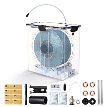 FUITNERD Filament Storage Box - 1 Pack 4L 3D Printer Filament Container with 1 Hygrometer, Airtight Dry Box for Sealing and Protection, Water-Proof & Dust-Proof, Reusable Desiccant, Tube Cutter