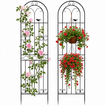 2 Pack 78.7" x 19.6" Iron Arch Decoration Garden Trellis, Metal Climbing Plant Trellis for Heavy Vines, Roses, Flowers, and Vegetables, Perfect for Gardens, Lawns.