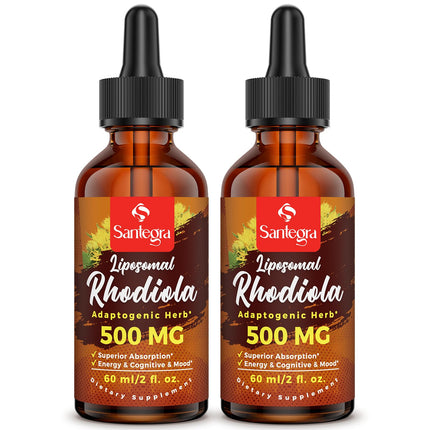 500 MG Liposomal Active Rhodiola Rosea Supplement with Ashwagandha, Liquid for High Absorption, Rhodiola Rosea Root Extract Tincture for Energy, Stress, Mood, Vegan, Sugar & Gluten-Free, 120 ml
