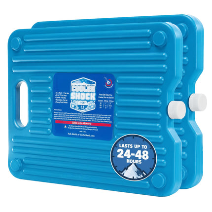 Cooler Shock Ice Packs for Cooler - 2 Reusable, Long Lasting, Cold Freezer Packs for Coolers, Lunch Bags & Totes to Keep Food Fresh - Clear