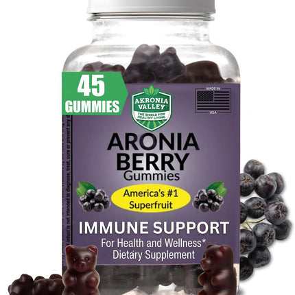Akronia Valley Aronia Berry Gummies | 45 Vegetarian Gummies | Pack of 1 | Immune Support, for Health and Wellness, Delicious Aronia Flavor