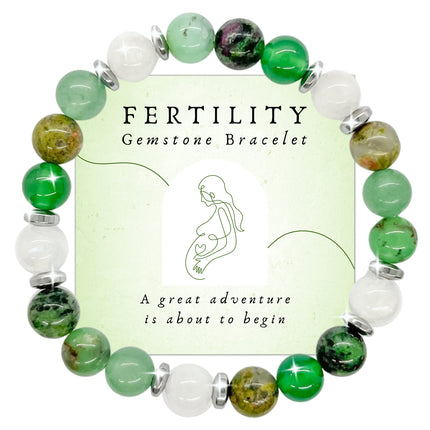 Fertility Bracelets For Women - Natural Crystals and Gemstones - 8mm Beaded Stretch Bracelet - One Size Fits All - Infertility Gifts For Women IVF Must Haves