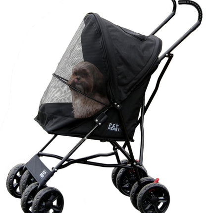 Pet Gear Travel Lite Plus Stroller, Compact, Easy Fold, No Assembly Required, Large Wheels for Cats and Dogs up to 15 pounds, Midnight Black