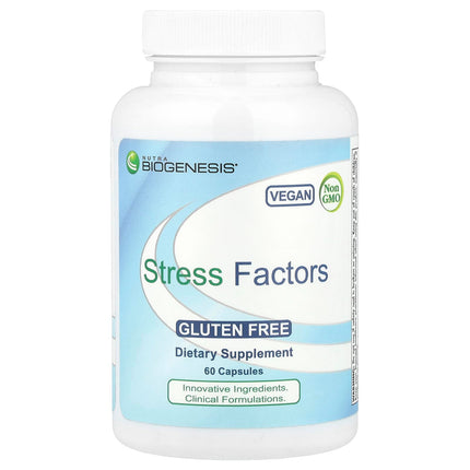 Nutra Biogenesis Stress Factors - Occasional Stress Support Supplement, GABA Supplements for Women & Men, Calm & Relaxation Support for Adults, 100 mg L Theanine & 25 mg GABA Per Pill - 60 Veggie Caps