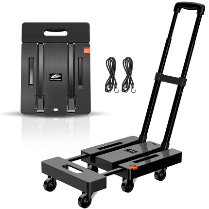 SPACEKEEPER Folding Hand Truck, 500 LB Heavy Duty Luggage Cart, Black