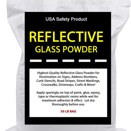 Reflective Glass Powder (50 LB Bag) for Road Marking, Curb Numbers, Traffic Paint, Pavement Striping, Parking Lots, Driveways, Airports, Signs, Arts & Crafts