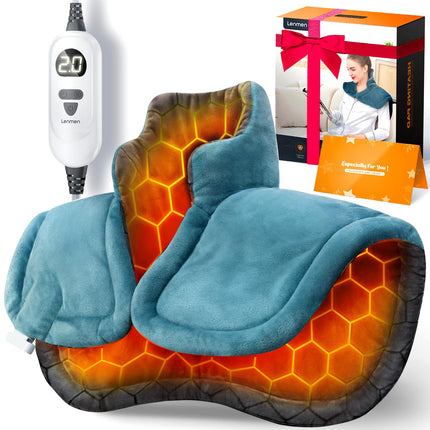 Graphene-Infused Heating Pad 3X Deeper Muscle Relief, Weighted Instant Heating Pads for Neck and Shoulders, Heated Wrap with 6 Heat Options and 4 Auto-Off Timer, Gifts for Mom Women Christmas Birthday