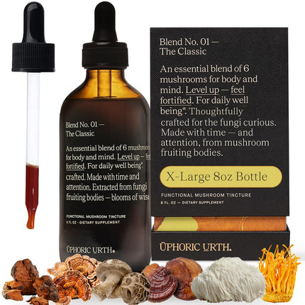 UPHORIC URTH Blend No.1-6 Mushroom Blend Tincture Reishi, Chaga, Lions Mane, Turkey Tail, Cordyceps, & Shiitake, Natural Support Immunity Booster, Increase Energy & Cognitive Function (240 Servings)