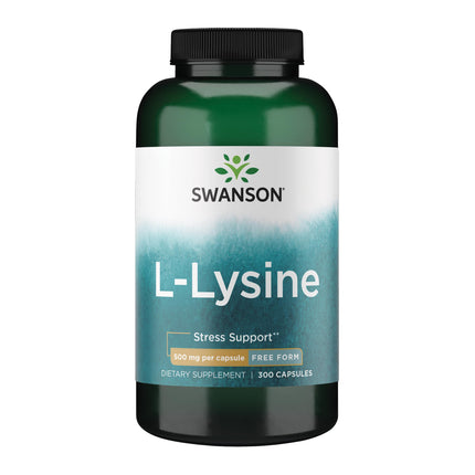 Swanson L-Lysine Amino Acid Supplement for Stress-Prone Adults Seeking Nervous System and Immune Support - 500 mg Free Form (300 Capsules)