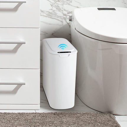 Cesun Automatic Small Bathroom Trash Can with Lid, 2.6 Gallon, White