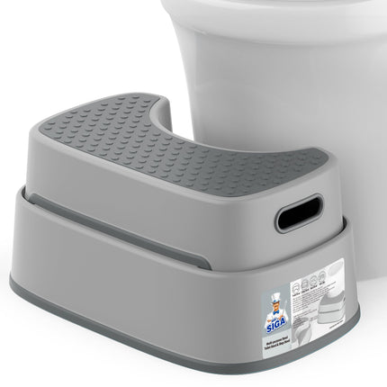 MR.SIGA Toilet Stool Squat Adult, Bathroom Stool Heavy Duty, Anti Slip Toilet Step for Bathroom, Toddler Step Stool for Kids, Light Gray & Dark Gray