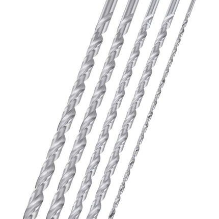 NEIKO 10047A Extra Long Drill Bit Set | 5-Piece | M2 HSS Steel | 12-Inch Length | 1/8, 3/16, 1/4, 5/16, and 3/8-Inch