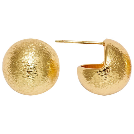 Matte Dome Stud Earrings for Women, Half Ball Button Earrings (Gold)