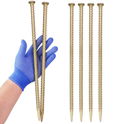 JPOIP 16 Inch Rebar Stakes - 1/2 Inch Diameter Galvanized Steel Ground Anchors - Heavy Duty Plant Support Garden Stake for Speed Bump, Wheel Stop, Tent (6 Pack)
