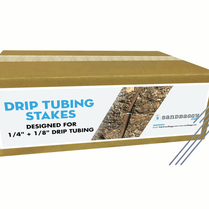 Sandbaggy DRIP TUBING Stakes Landscape Staples | 5 inch Length | Drip Anchors | Landscape Pins | Lawn Nails | Garden Stakes | Hold Drip Tubing Up to 1/4" Diameter | 14-Gauge Standard | Pack of 100