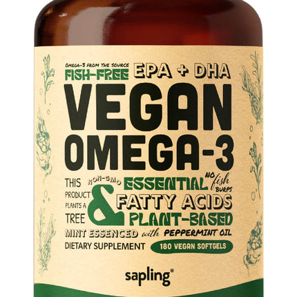 Vegan Omega 3 Supplement - Plant Based DHA & EPA Fatty Acids - Carrageenan Free, Alternative to Fish Oil, Supports Heart, Brain, Joint Health - Sustainably Sourced Algae, Fish Oil Free - 180 Softgels