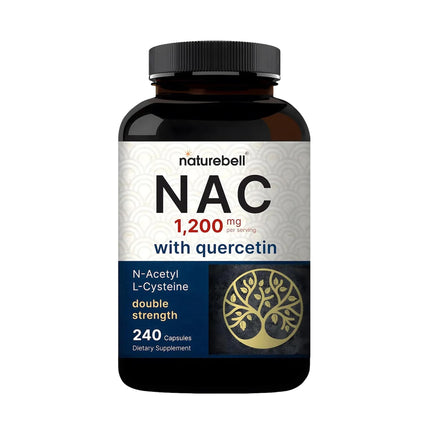 NatureBell NAC 1,200mg with Quercetin - 240 Capsules - N-Acetyl Cysteine - Antioxidant Supplement for Cellular Health - Supports Liver, Lung & Immune Function* - 3rd Party Tested