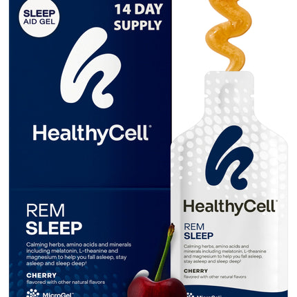 Healthycell REM Sleep - Liquid Gel Extra Strength Sleep Supplement for Adults - Melatonin, Magnesium, GABA, L-theanine Supplement - Maximum Absorption - 14 Gel Packs