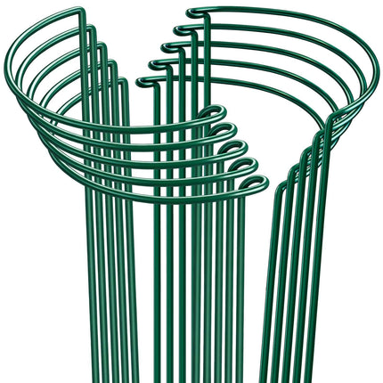 HiGift 10 Pack 24" H x 10" W Tall Plant Support Stakes, Half Round Metal Peony Cages and Supports, Monstera Plant Support Snake Plant Stake Flower Support Ring for Tomato, Hydrangea Outdoor Indoor
