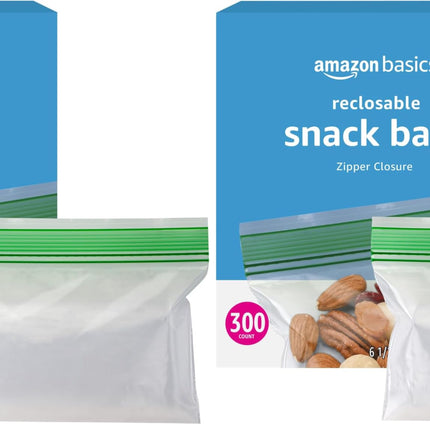Amazon Basics Reclosable Food Storage Snack Bags,300 Count (Pack of 2)