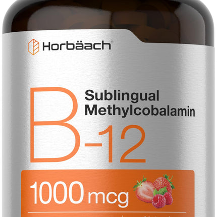 Horbaach Vitamin B12 1000 mcg Sublingual | 400 Fast Dissolve Tablets | Methylcobalamin Supplement for Women and Men | Berry Flavor | Vegan, Non-GMO, and Gluten Free
