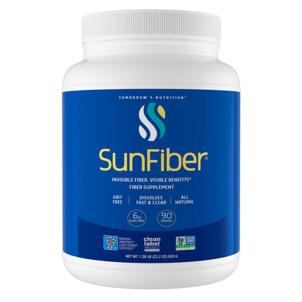 Tomorrow's Nutrition, Sunfiber, Prebiotic Fiber Supplement for Digestive Health, GLP-1 Friendly, Low FODMAP, Gluten-Free, Unflavored, 90 Servings