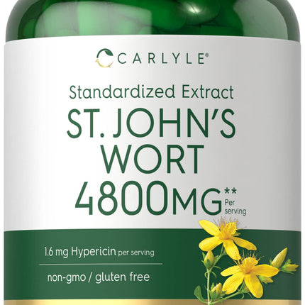 Carlyle St John's Wort Capsules | 300 Count | Non-GMO & Gluten Free Supplement | Standardized Extract