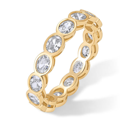 PAVOI 14K Yellow Gold Plated Oval Eternity Band for Women, Yellow Gold