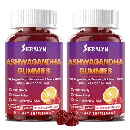 Sieralyn Ashwagandha Gummies 2000mg, Ashwagandha Supplements for Women Men with L-Theanine, GABA, Magnesium, Vitamins – Stress Relief, Immune & Mood Support, Sugar-Free, Vegan, Non-GMO, 120 Count