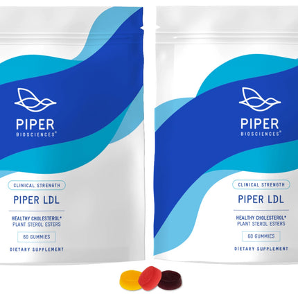 Piper LDL Clinical Strength Healthy Cholesterol Gummies (2280 mg Plant Sterol Esters Per Day): Two Packs Each with 60 Gummies, Vegan, 30 Day Supply