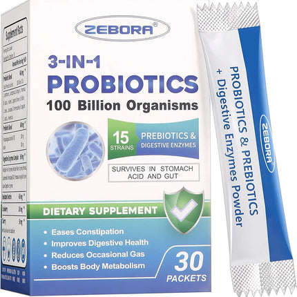 Probiotics for Women & Men - 100 Billion Plus Digestive Enzymes & Prebiotics, Highest Potency 3-in-1 Complete Probiotics for Digestive Health, Immune Support