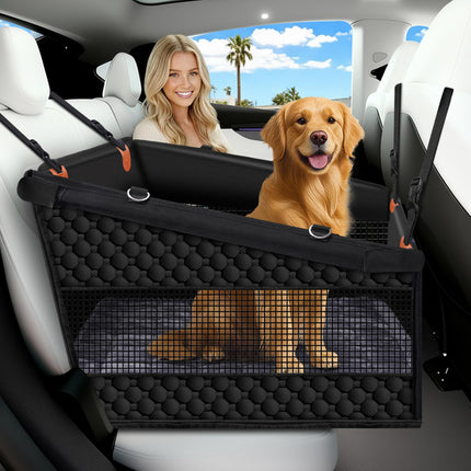 Buatis Large Dog Car Seat Cover with Dog Bed Mat for Back Seat Half - Single Seat Travel Hammock Extender, Waterproof Hard Bottom for Medium & Large Dogs, Car SUV Truck Vehicle