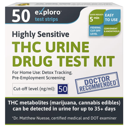 Exploro Weed Drug Test (50 Pack) – THC Tests for Home – Marijuana Detox THC Drug Test