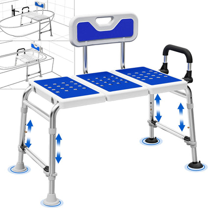 Heavy Duty Width Adjustable Bath Tub Transfer Shower Bench for Inside Tub Extended Shower Chair