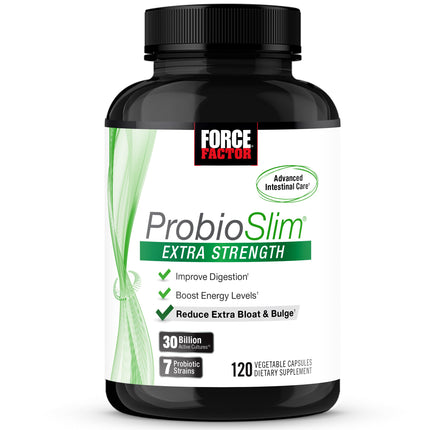 Force Factor ProbioSlim Extra Strength Probiotics for Women and Men with 30 Billion CFUs of Probiotics for Digestive Health, Bloating Relief, and Gut Health, with Prebiotic Fiber, 120 Capsules