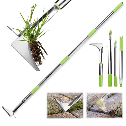 WORKPRO Crack Weeder, Stainless Steel Crevice Weeding Tool with Adjustable Long Handle (27"-54")