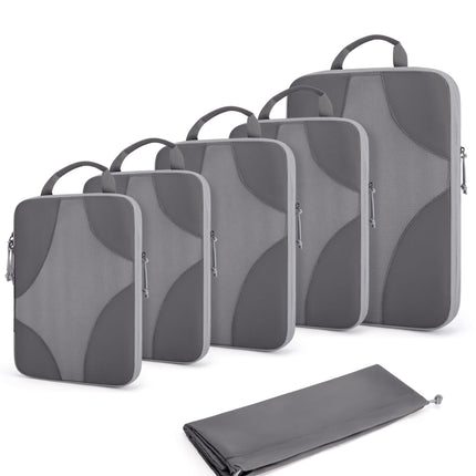 BAGSMART Compression Packing Cubes for Travel, Compressible Luggage Organizer for Cruise Ship, Lightweight Travel Essentials 6-Pack 1L+2M+2S+1Shoe Bag, Grey