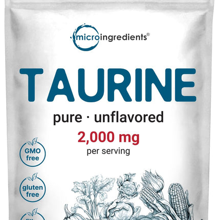 Micro Ingredients Taurine Powder Supplement | 1 KG, 2000mg Per Serving | Unflavored | 100% Pure, Easily Absorbed Free Form | Essential Amino Acids for Exercise, Energy, & Heart Support