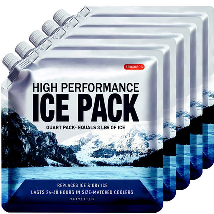 ABOXOBOG Reusable Ice Packs for Coolers Long Lasting Gel Freezer Packs for Lunch Bags Cooler Backpack Lunch Box for Camping & Picnics & Beach & Road Trips (9.8"x9.8"x5P)