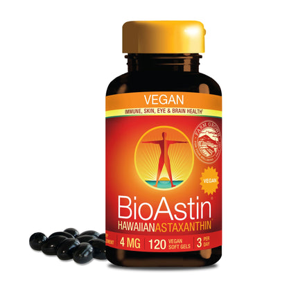Nutrex Hawaii Vegan BioAstin Hawaiian Astaxanthin - 4mg, 120 Softgels - Farm-Direct Premium Antioxidant Supplement to Support Eye, Skin, Joint & Immune System Health - Vegan, Non-GMO & Gluten-Free