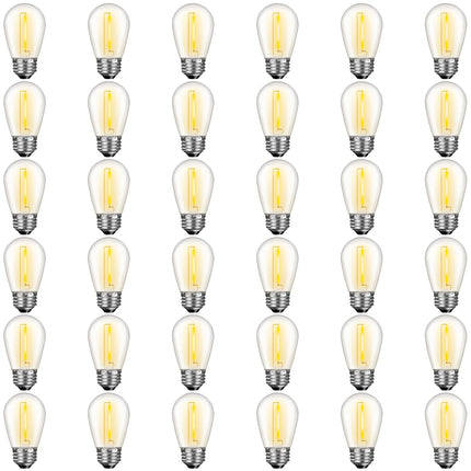 GvvooHome 36 Pack S14 LED Bulbs for Outdoor String Lights, Shatterproof Replacement Edison Bulbs for Patio String Lights Outdoor Waterproof, Warm White 2200K, Dimmable, E26 Standard Base