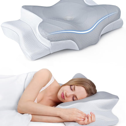 Ultra Pain Relief Cooling Pillow for Neck Support, Adjustable Cervical Pillow Cozy Sleeping, Odorless Ergonomic Contour Memory Foam Pillows, Orthopedic Bed Pillow for Side Back Stomach Sleeper
