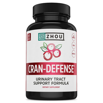 Zhou Cran-Defense - Cranberry Pills for Women & Men, D Mannose with Cranberry Extract, 1000 mg D-Mannose Per Capsule for Urinary Tract Health, Antioxidant Support - 60 Veggie Capsules
