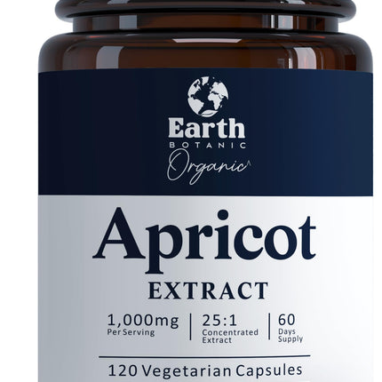 Earth BOTANIC Organic Apricot Extract, 1000 mg 120 Veggie Capsules (Vegan, Non-GMO) Herbal Supplements