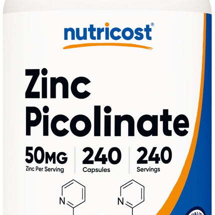 Nutricost Zinc Picolinate 50mg, 240 Vegetarian Capsules - Gluten Free and Non-GMO (240 Caps)