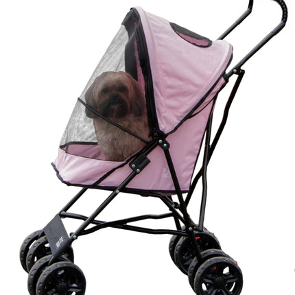 Pet Gear Travel Lite Plus Stroller, Compact, Easy Fold, No Assembly Required, Large Wheels for Cats and Dogs up to 15 pounds, Classic Pink